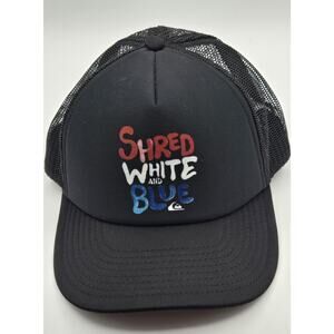 Quiksilver SHRED WHITE AND BLUE Trucker Hat Foam Snapback 55 cm Cap Mesh Black